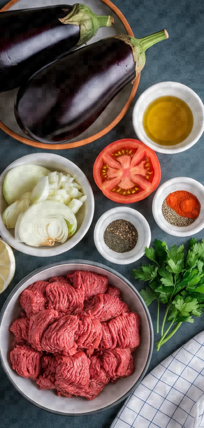 Ingredients photo for Turkish Moussaka Patlican Musakka Recipe