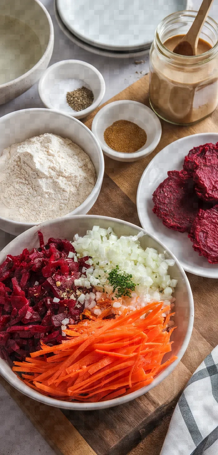 Ingredients photo for Beetroot Fritters Tahini Sauce Recipe