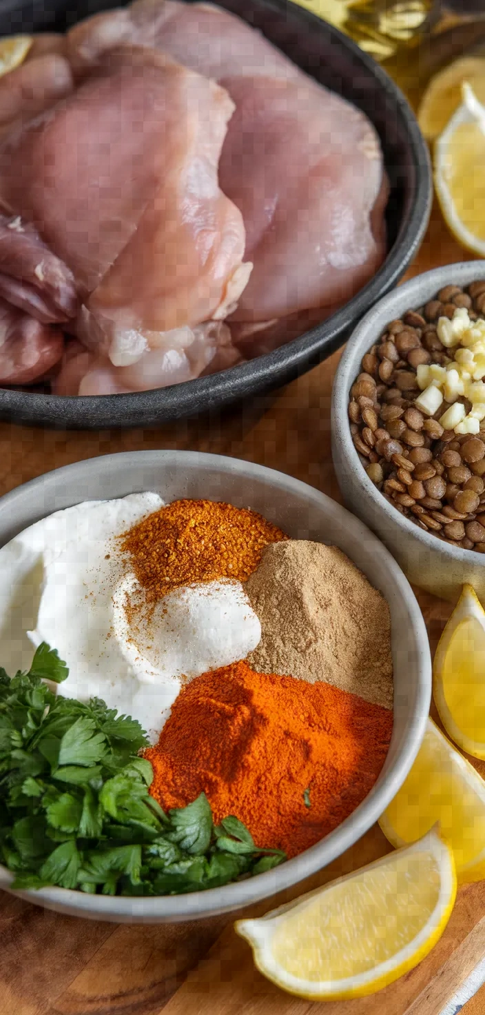 Ingredients photo for Chicken Syrian Lentils Labneh Zaatar Recipe