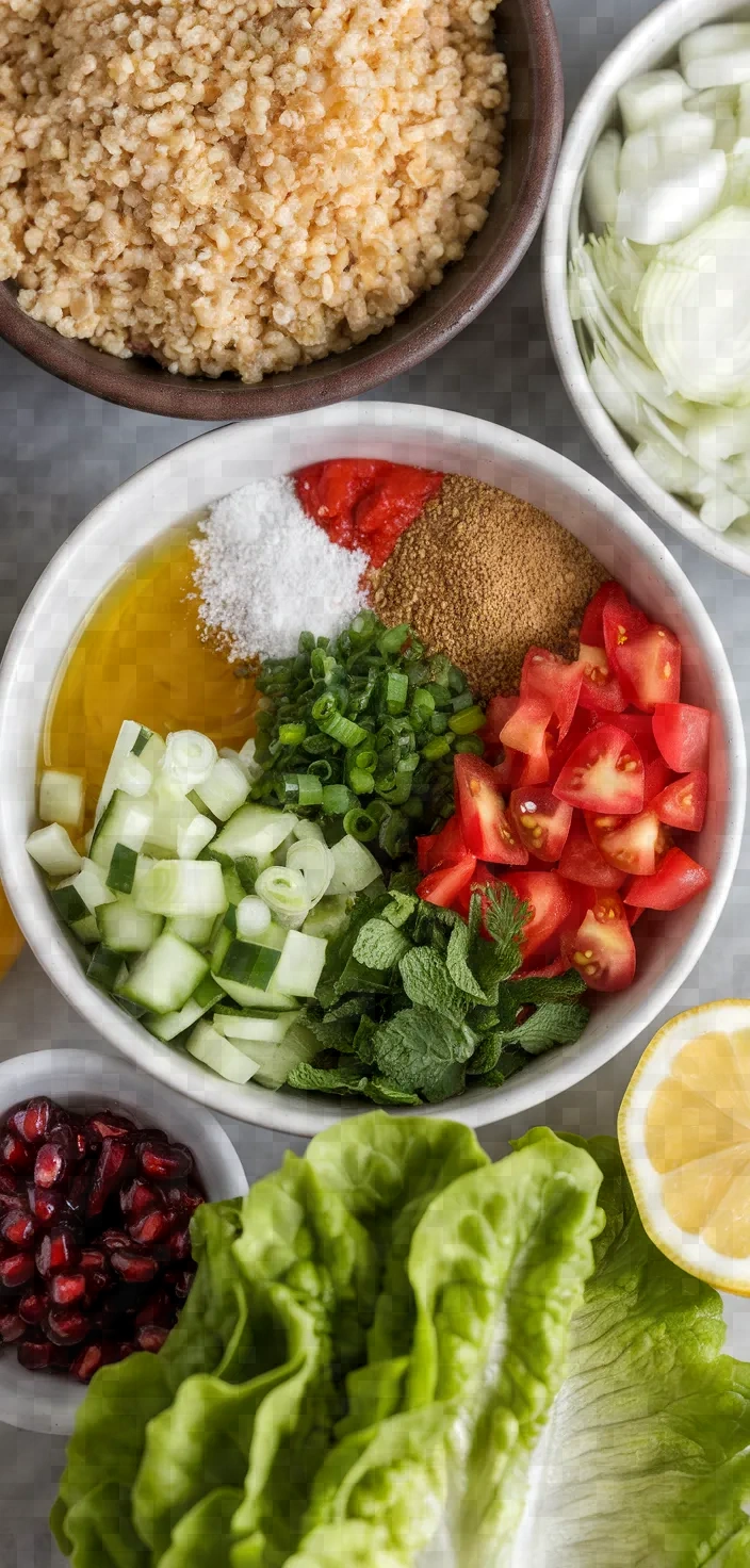 Ingredients photo for Kisir Spicy Turkish Bulgur Wheat Salad Recipe