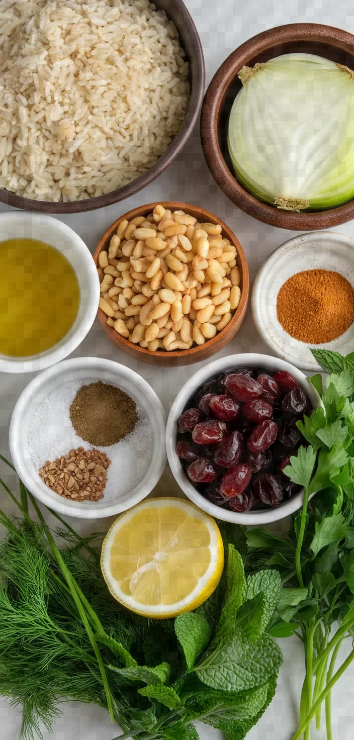 Ingredients photo for Spiced Turkish Rice Currants Pinenuts Ic Pilavi Recipe