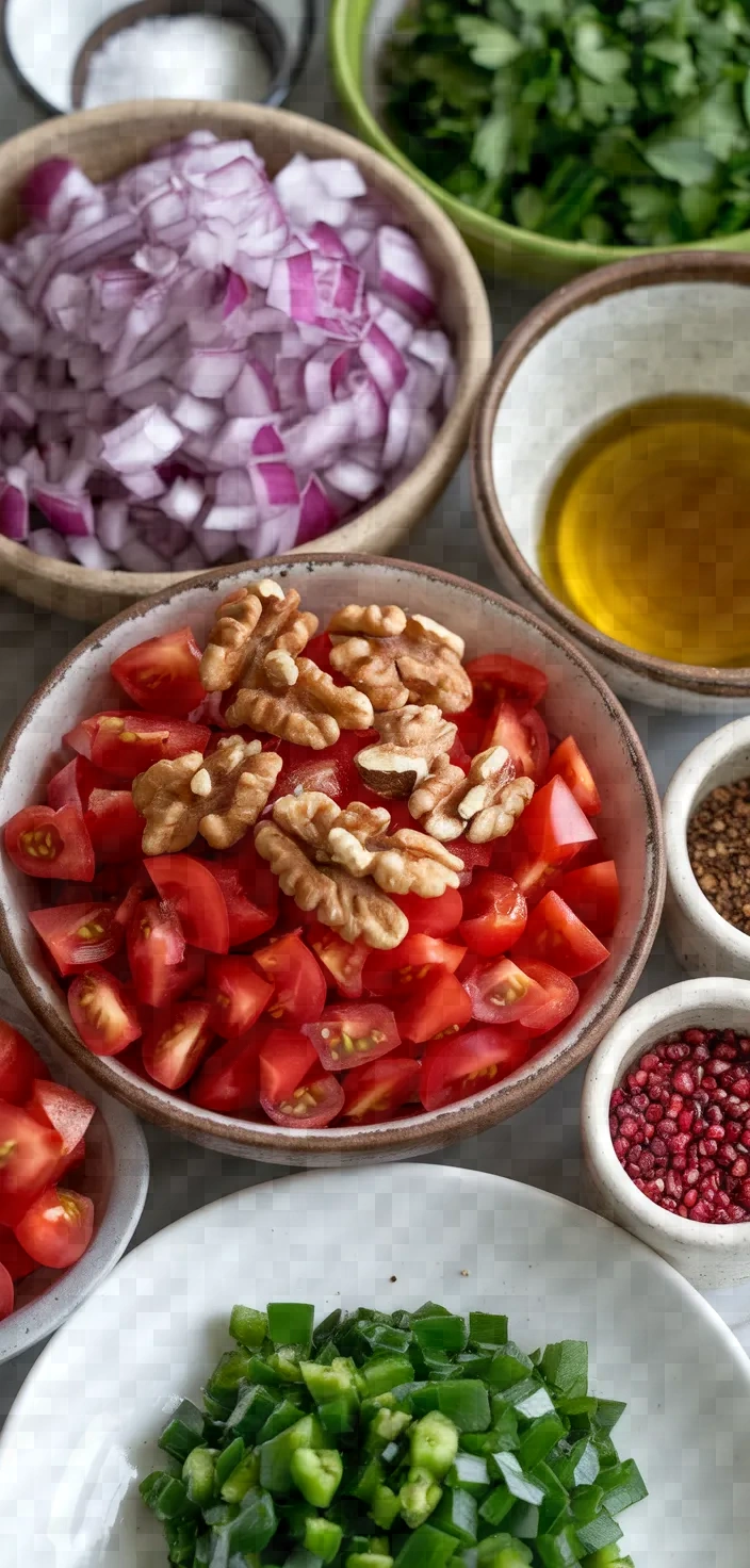 Ingredients photo for Tomato Walnut Salad Gavurdag Salatasi Recipe