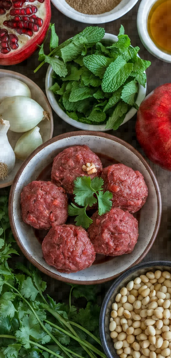 Ingredients photo for Turkish Inspired Meatball Pomegranate Stew Recipe