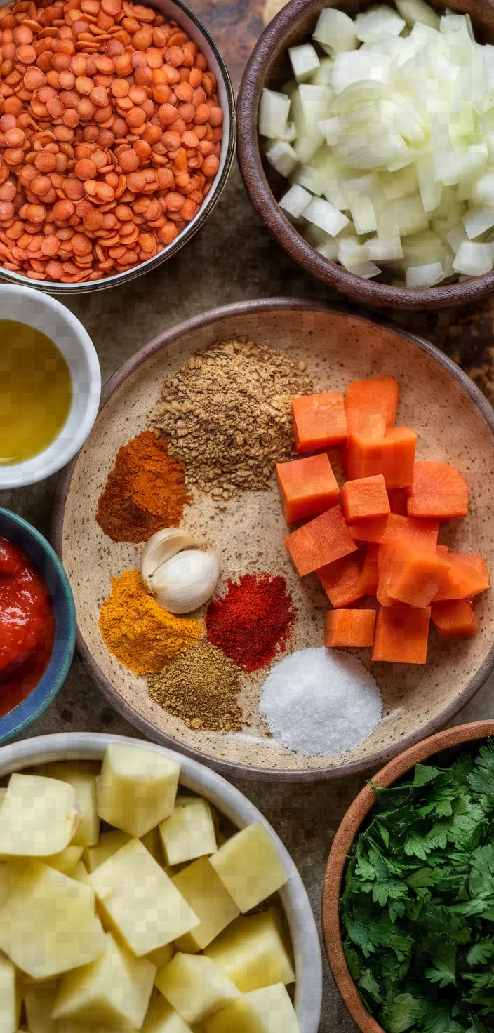 Ingredients photo for Vegan Turkish Lentil Stew Recipe