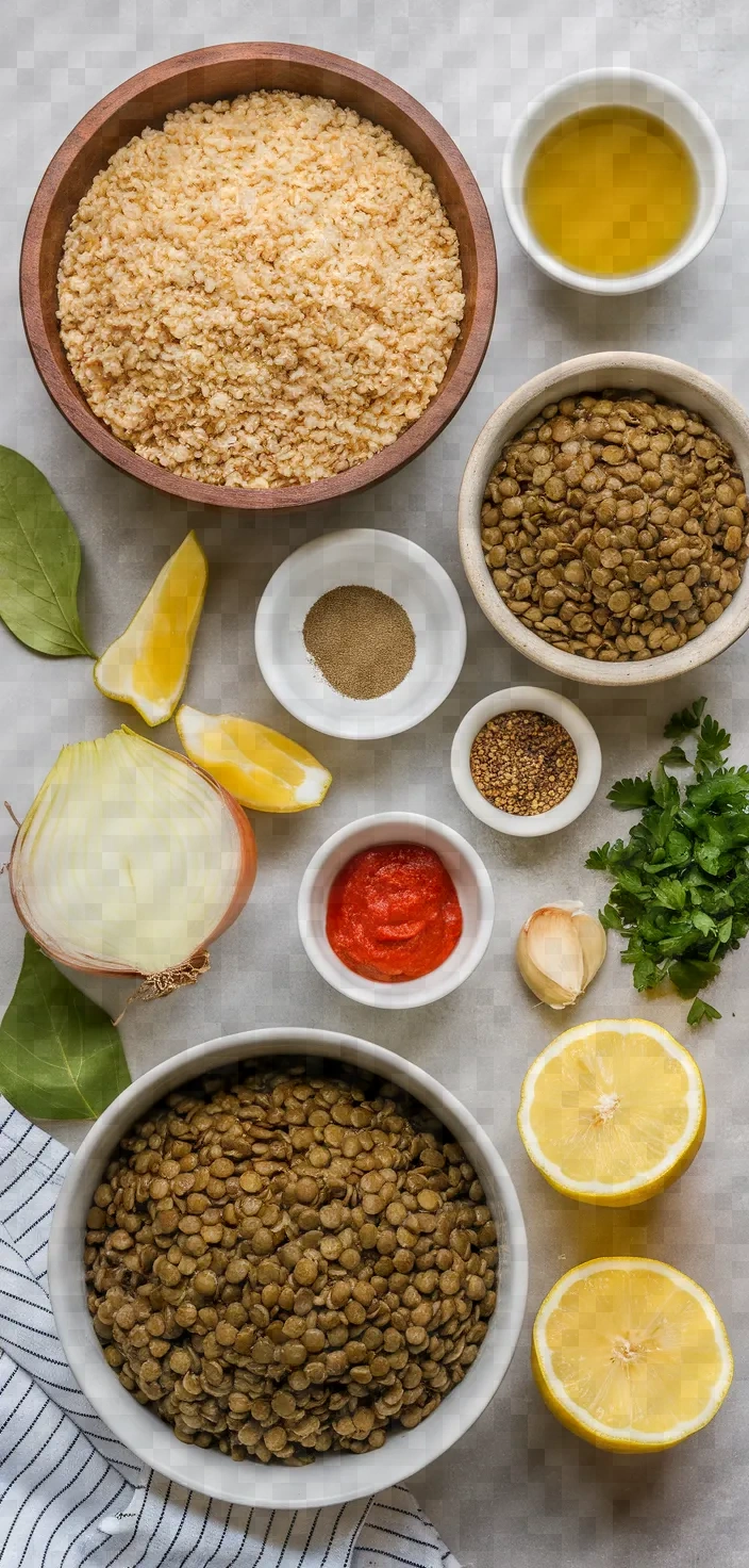 Ingredients photo for Bulgur Pilaf With Green Lentil Recipe