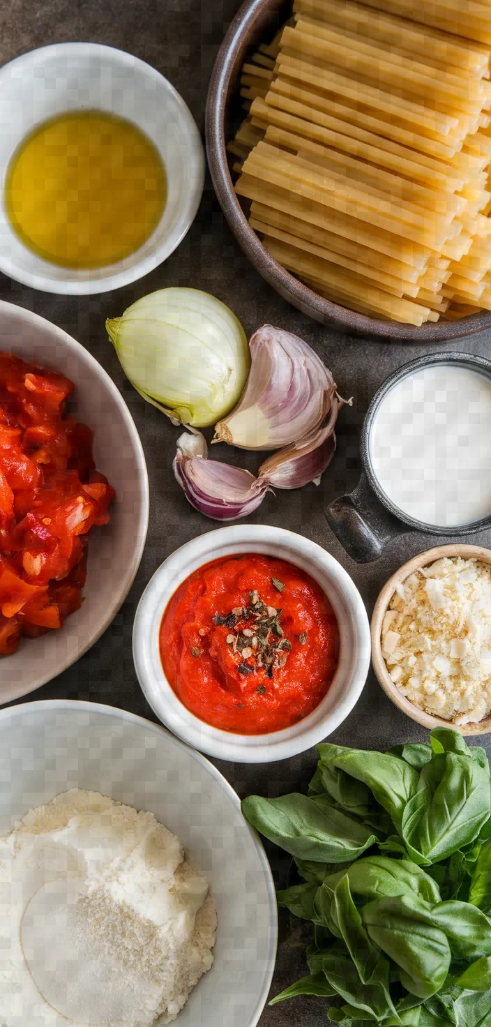 Ingredients photo for Fettuccine Creamy Tomato Sauce Recipe