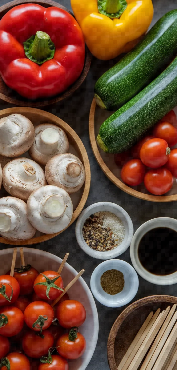 Ingredients photo for Oven Roasted Veggie Kabobs Recipe