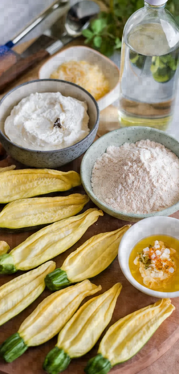 Ingredients photo for Stuffed Zucchini Flowers Recipe