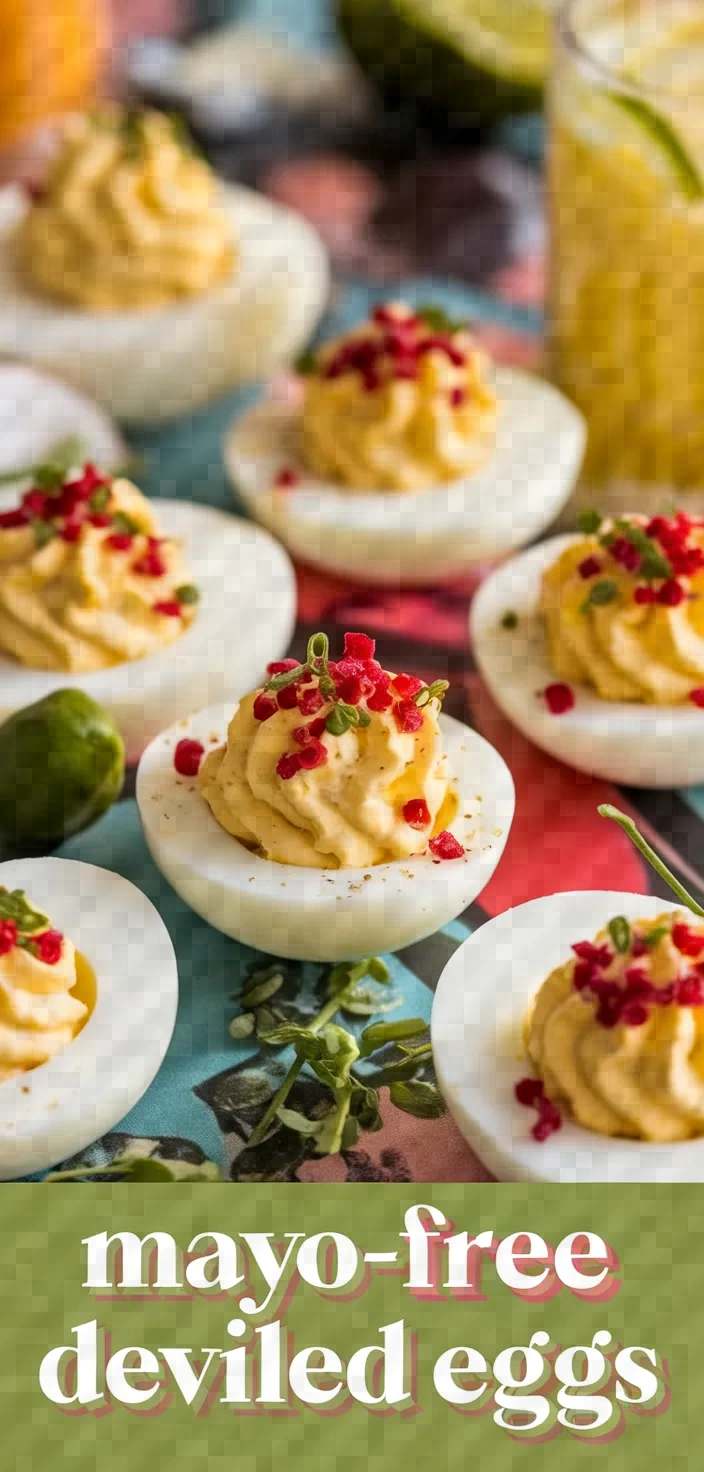 A photo of Mayo Free Deviled Eggs Recipe