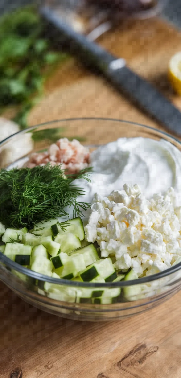 Ingredients photo for Cucumber Yogurt Feta Dip Recipe