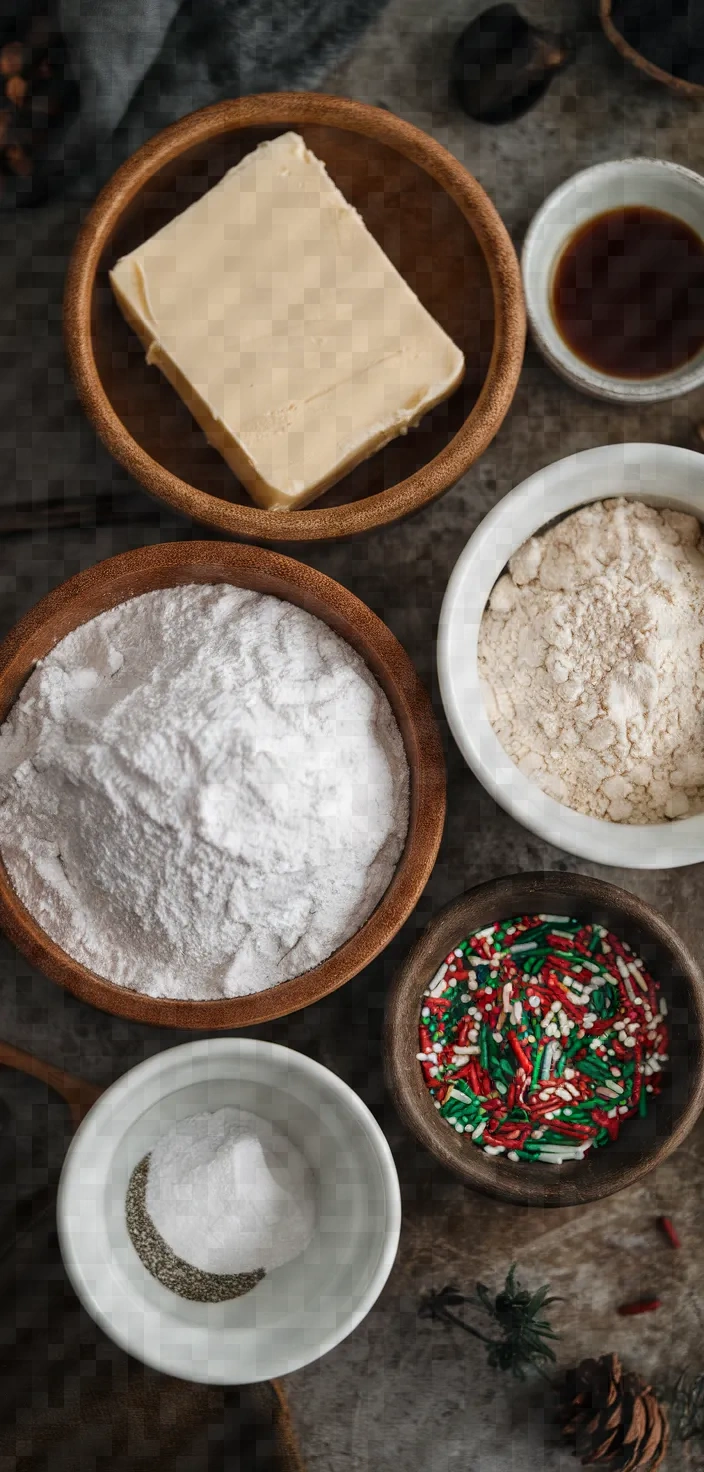 Ingredients photo for Meltaway Christmas Cookies Recipe