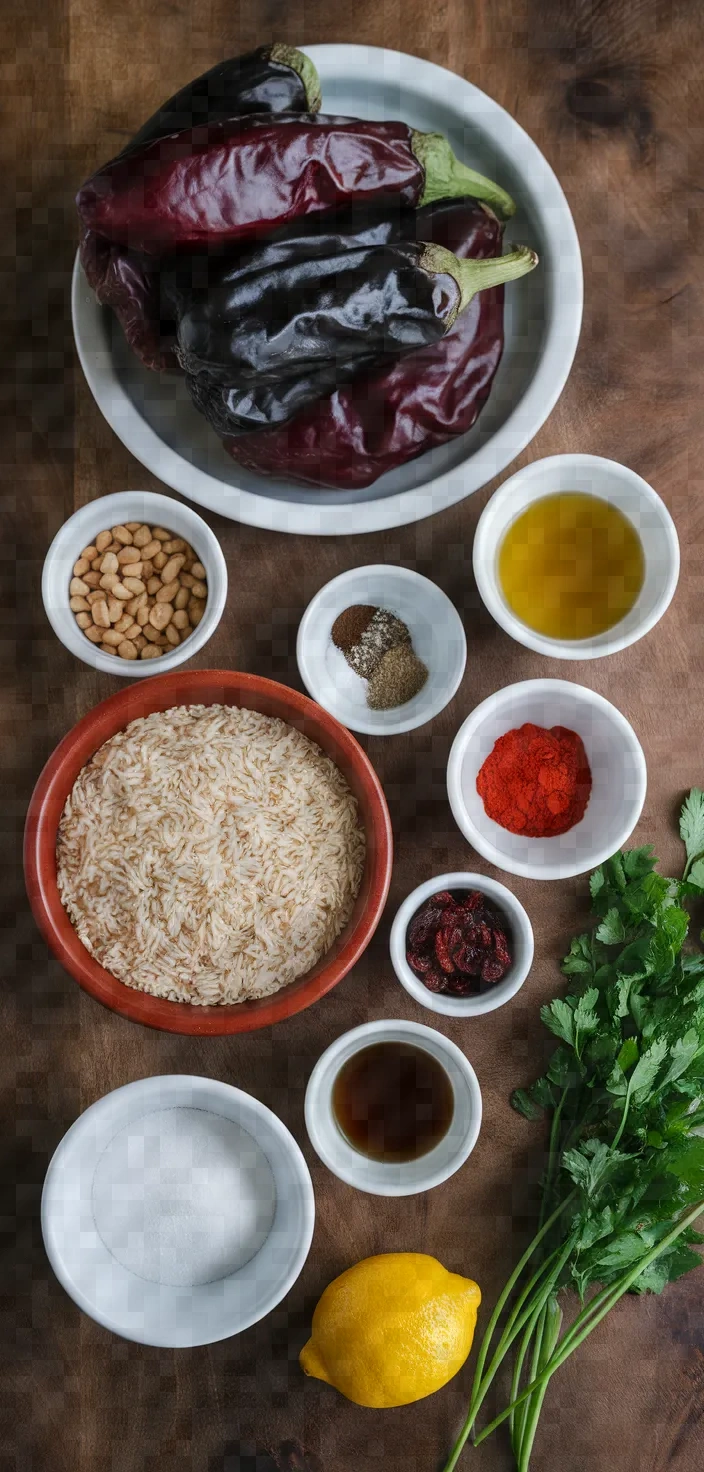Ingredients photo for Stuffed Dried Eggplants And Peppers Recipe