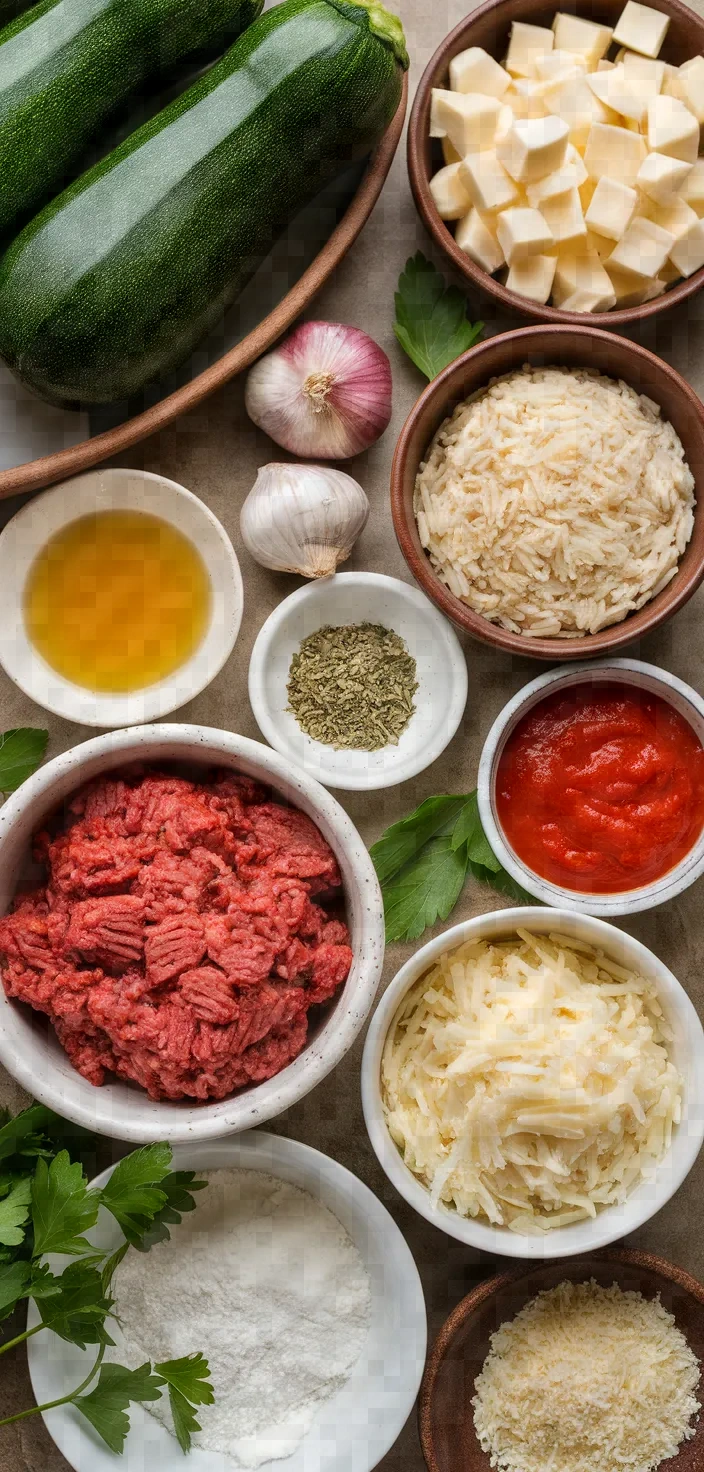 Ingredients photo for Stuffed Zucchini Recipe