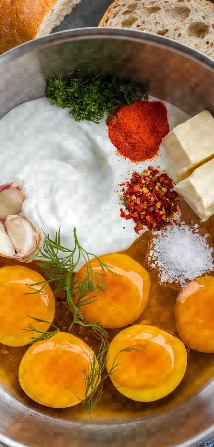 Ingredients photo for Turkish Eggs Cilbir Recipe