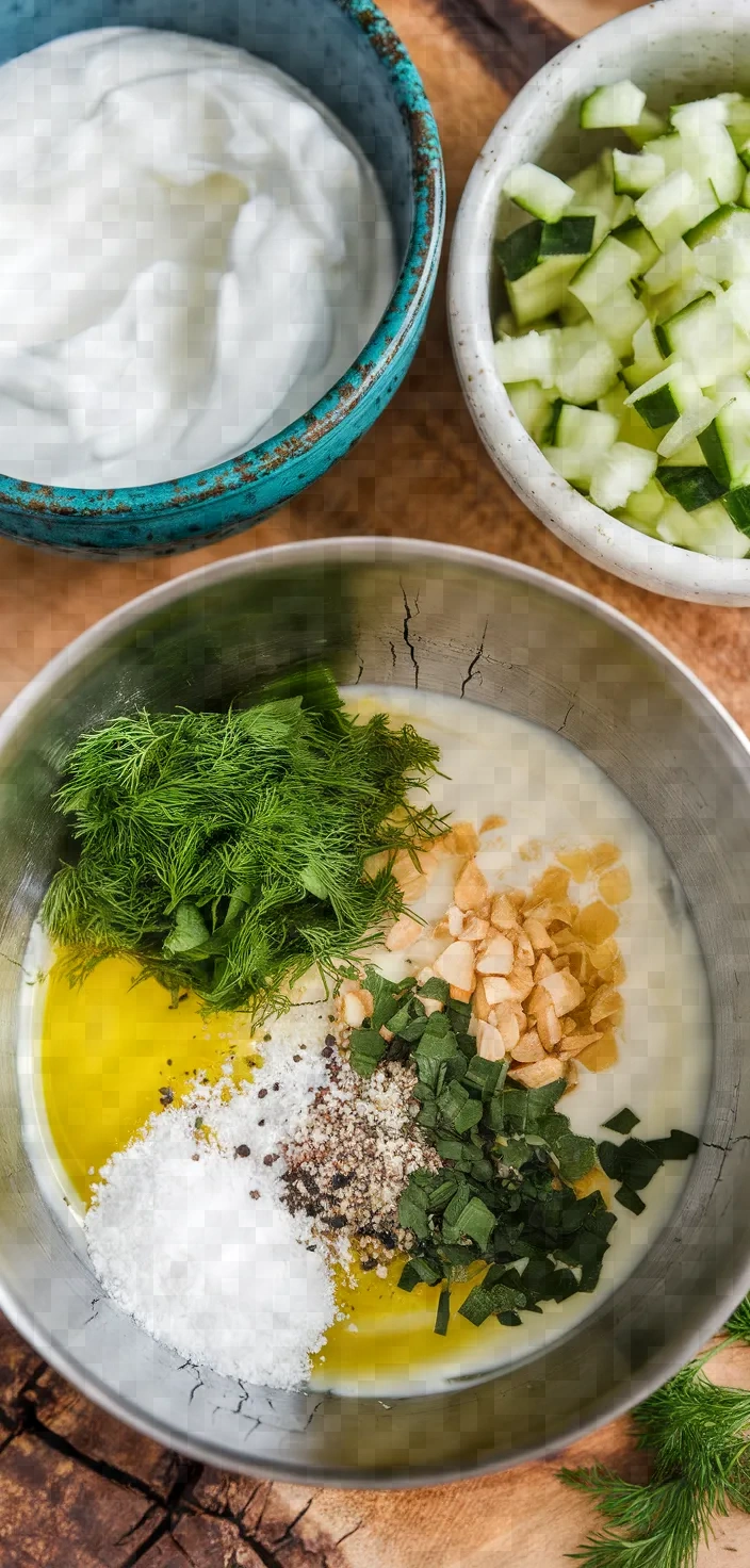Ingredients photo for Yogurt Cucumber Dip Cacik Recipe