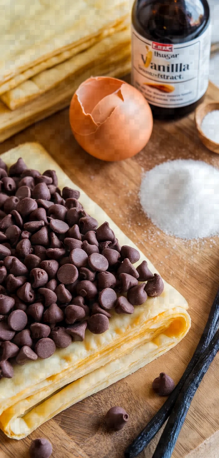 Ingredients photo for Chocolate Puff Pastry Rolls Recipe