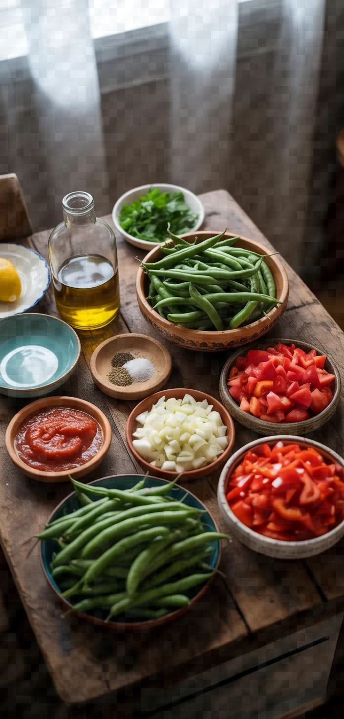 Ingredients photo for Mediterranean Green Beans Taze Fasulye Recipe