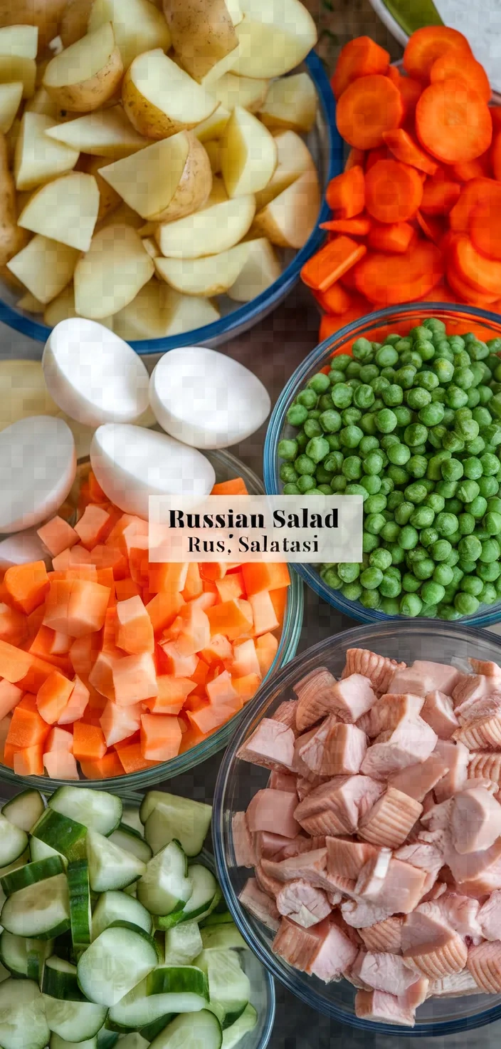Ingredients photo for Russian Salad Rus Salatasi Recipe