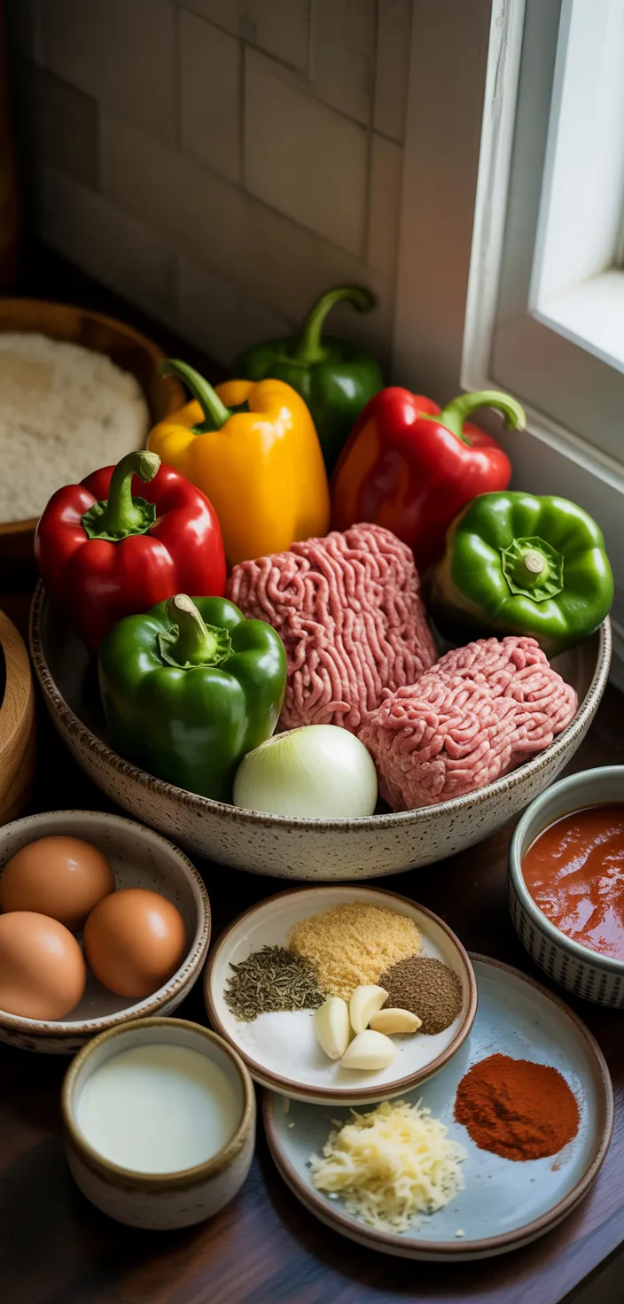 Ingredients photo for Bell Pepper Meat Loaves Recipe