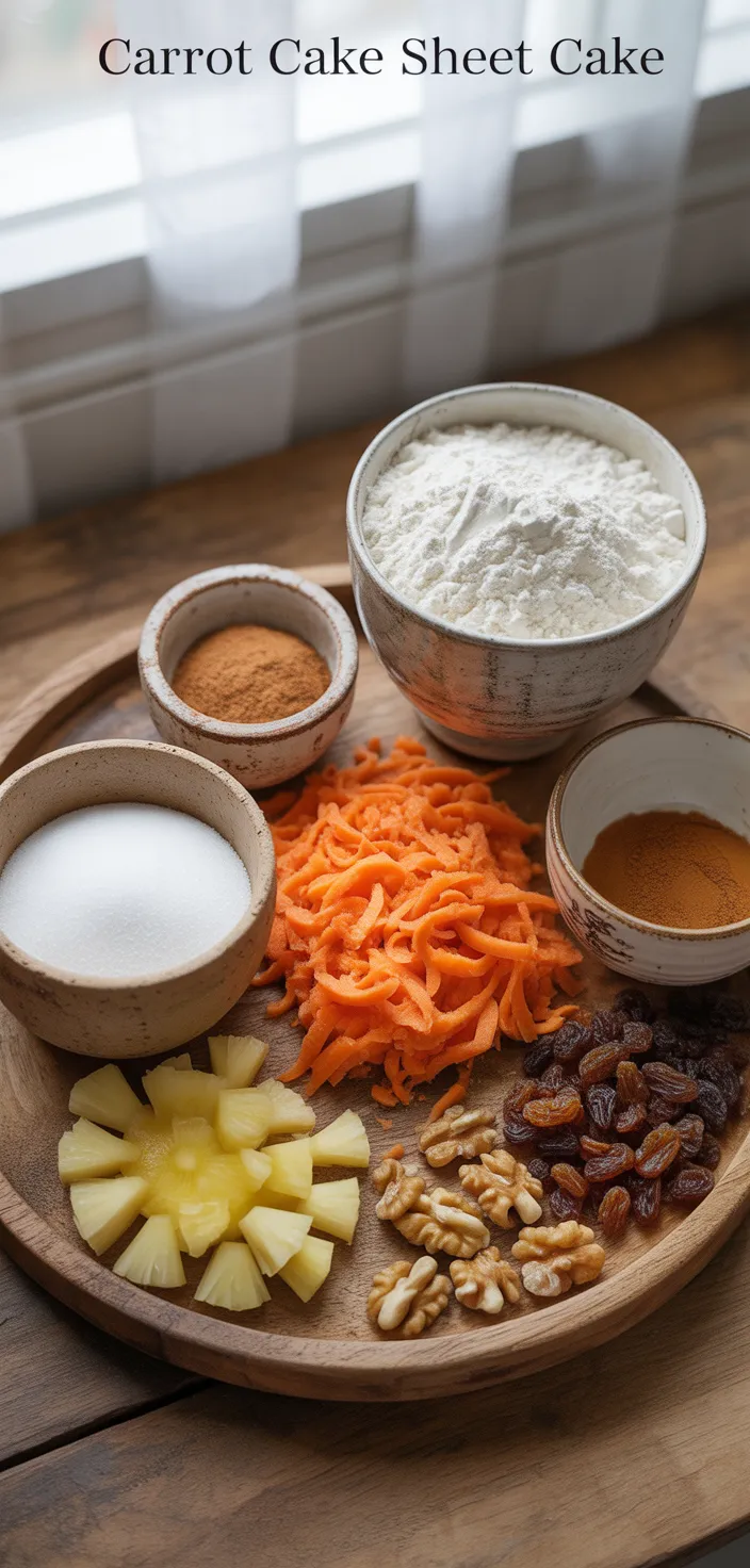 Ingredients photo for Carrot Cake Sheet Cake Recipe