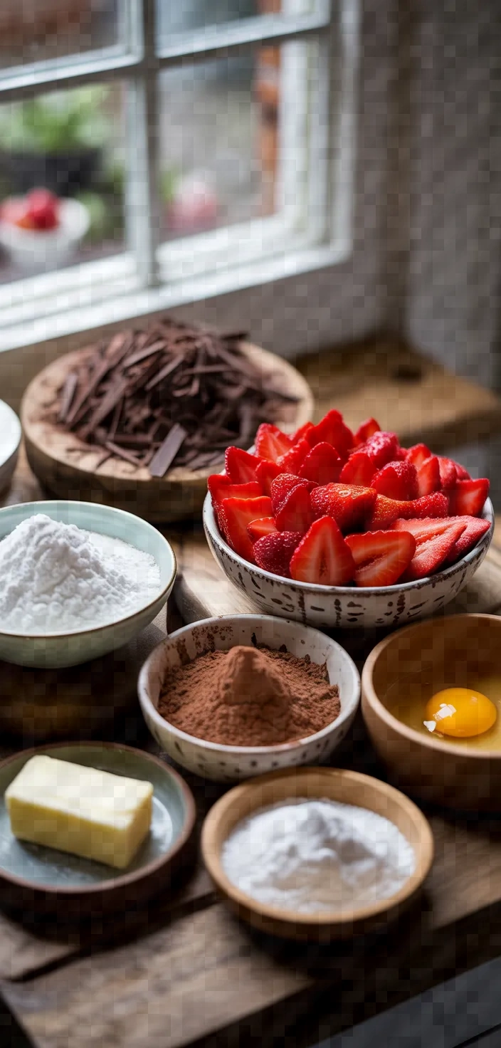 Ingredients photo for Chocolate Strawberry Tartlets Recipe