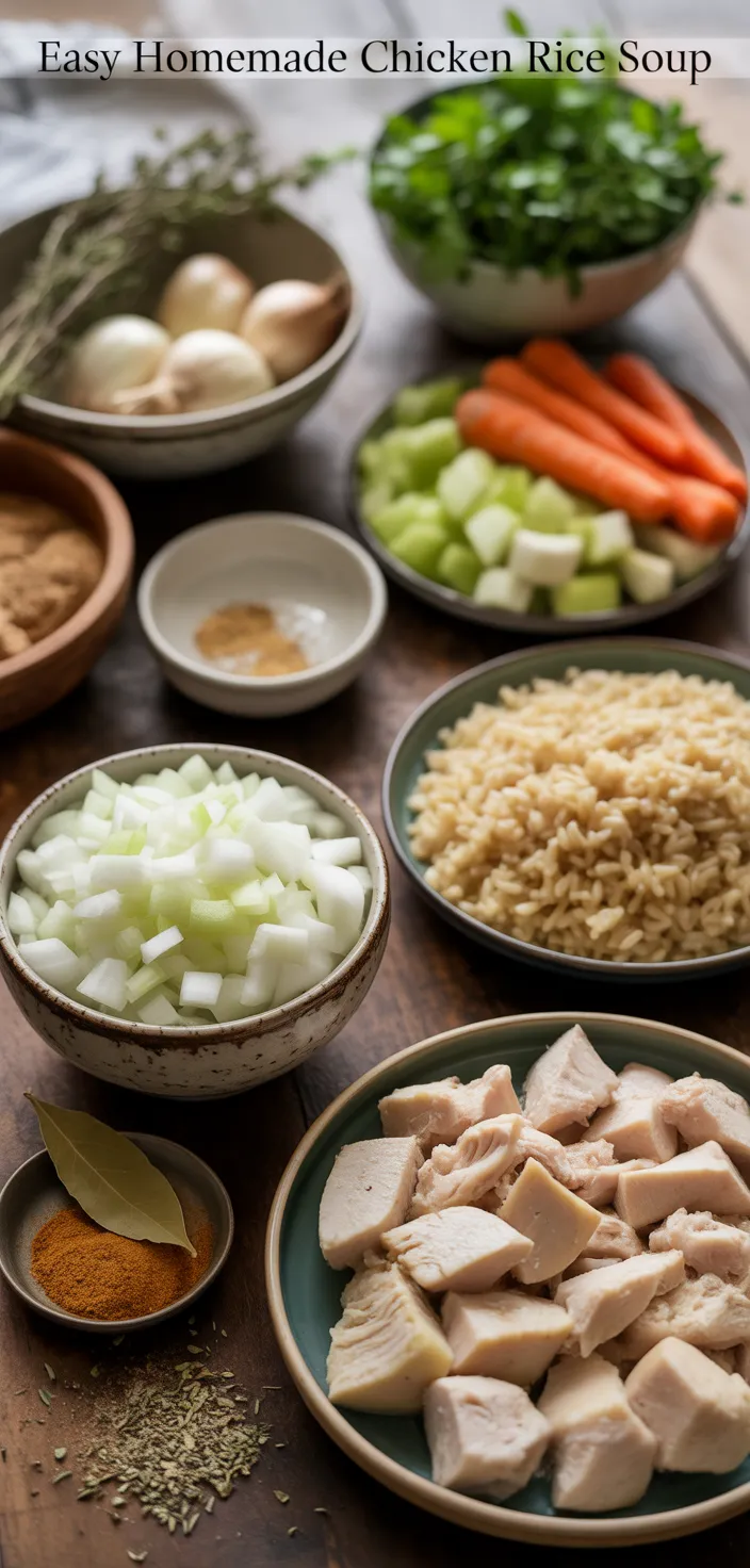 Ingredients photo for Easy Homemade Chicken Rice Soup Recipe