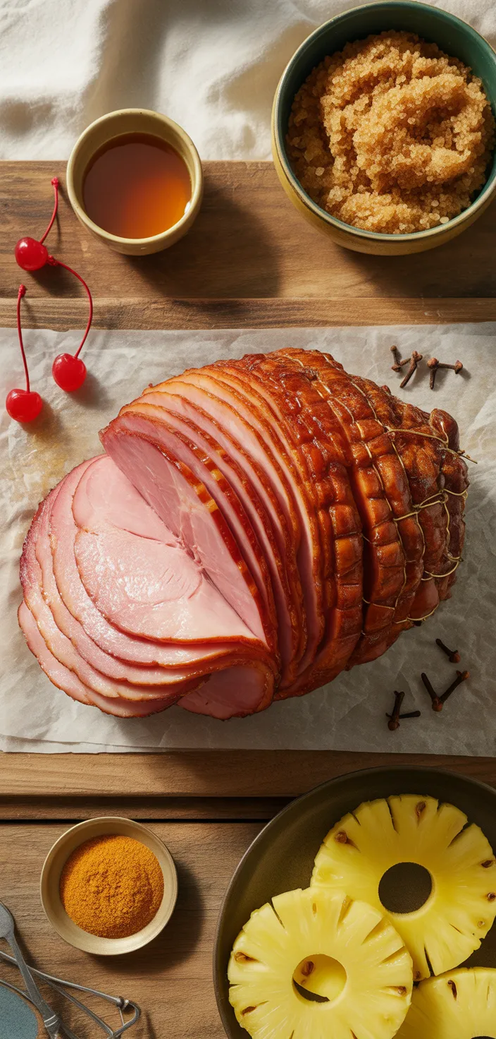 Ingredients photo for Baked Ham With Brown Sugar And Pineapple Recipe