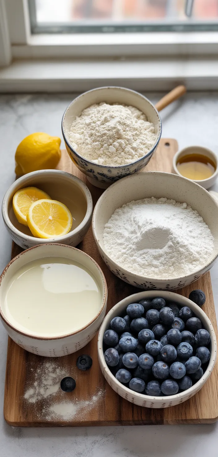 Ingredients photo for Easy Vegan Lemon Blueberry Cake Recipe