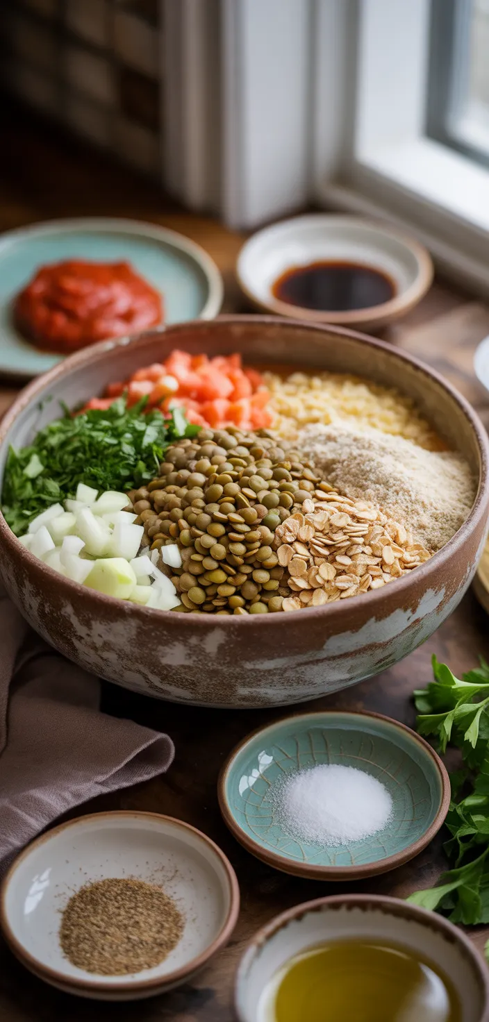 Ingredients photo for Easy Vegetarian Lentil Meatballs Recipe