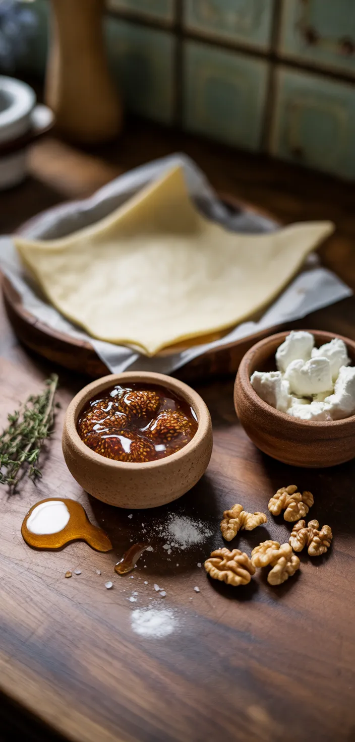 Ingredients photo for Fig And Goat Cheese Pinwheels Recipe