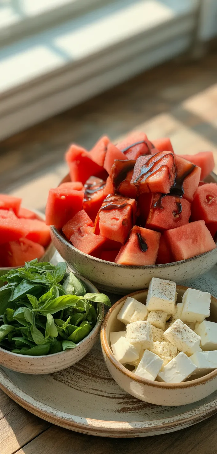 Ingredients photo for Fresh Watermelon Feta Salad Recipe