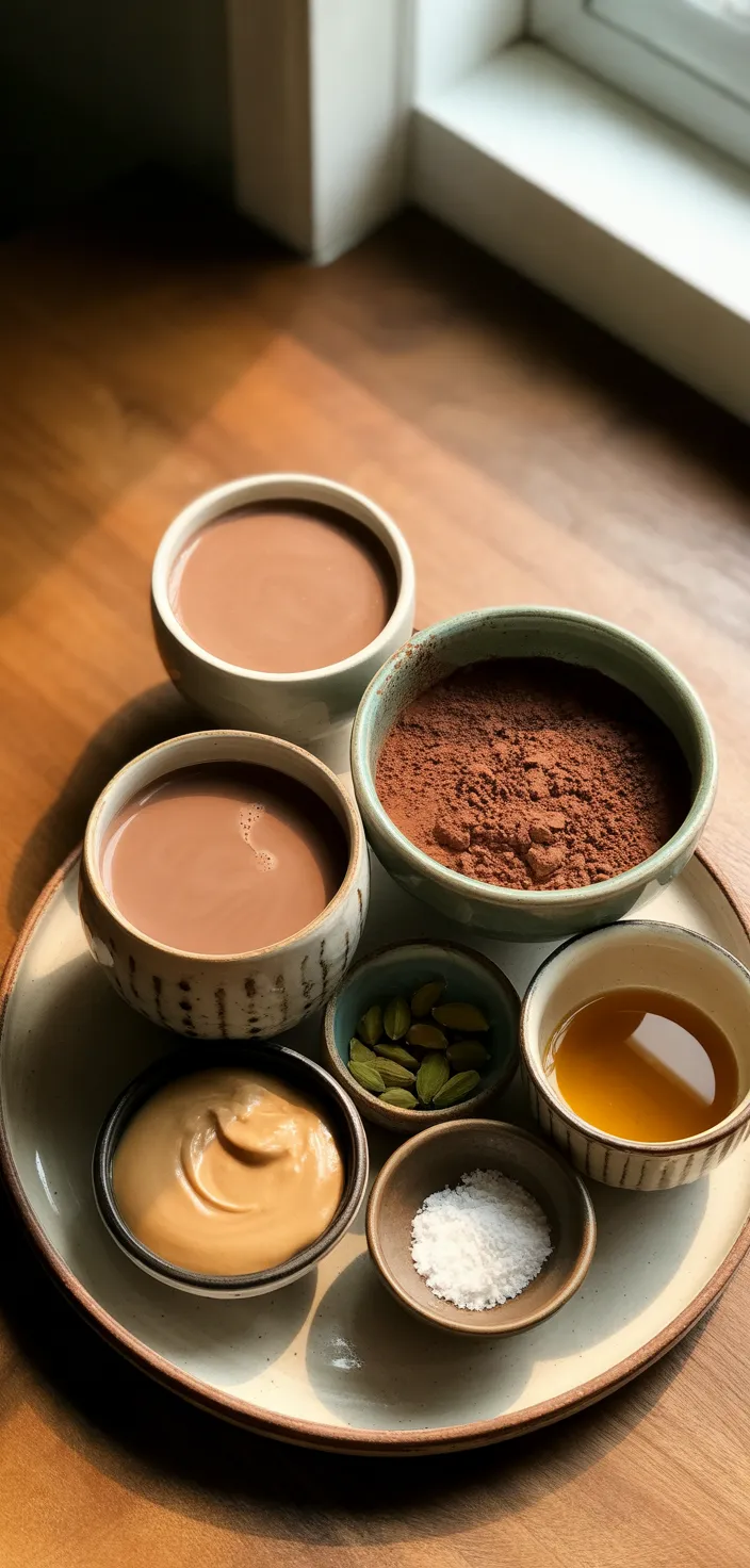 Ingredients photo for Hot Cacao With Cardamom + Tahini (Vegan)rn Recipe