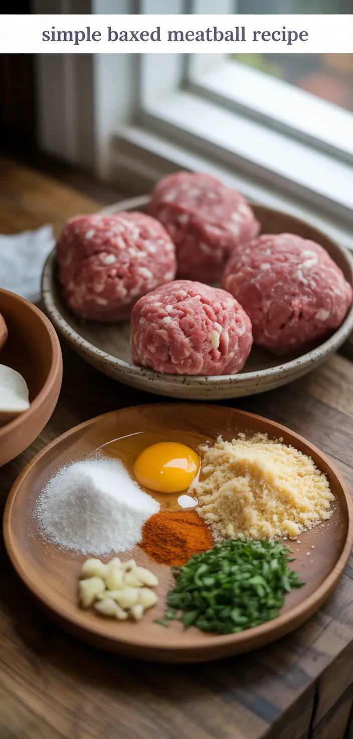 Ingredients photo for SIMPLE Basic Baked Meatball Recipe