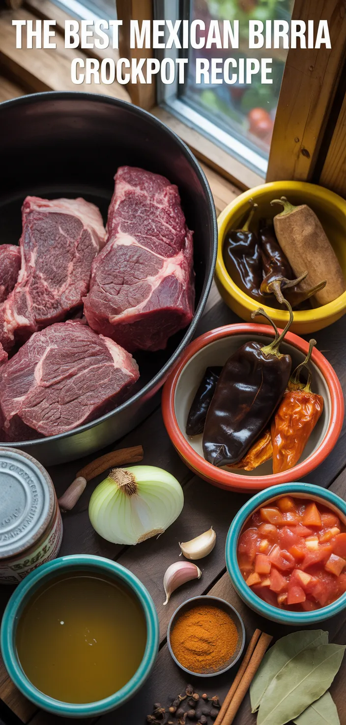 Ingredients photo for The Best Mexican Birria Crockpot Recipe