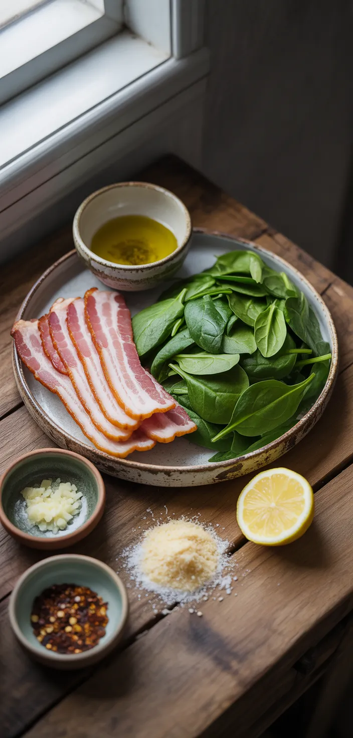 Ingredients photo for Bacon Sautéed Spinach Recipe