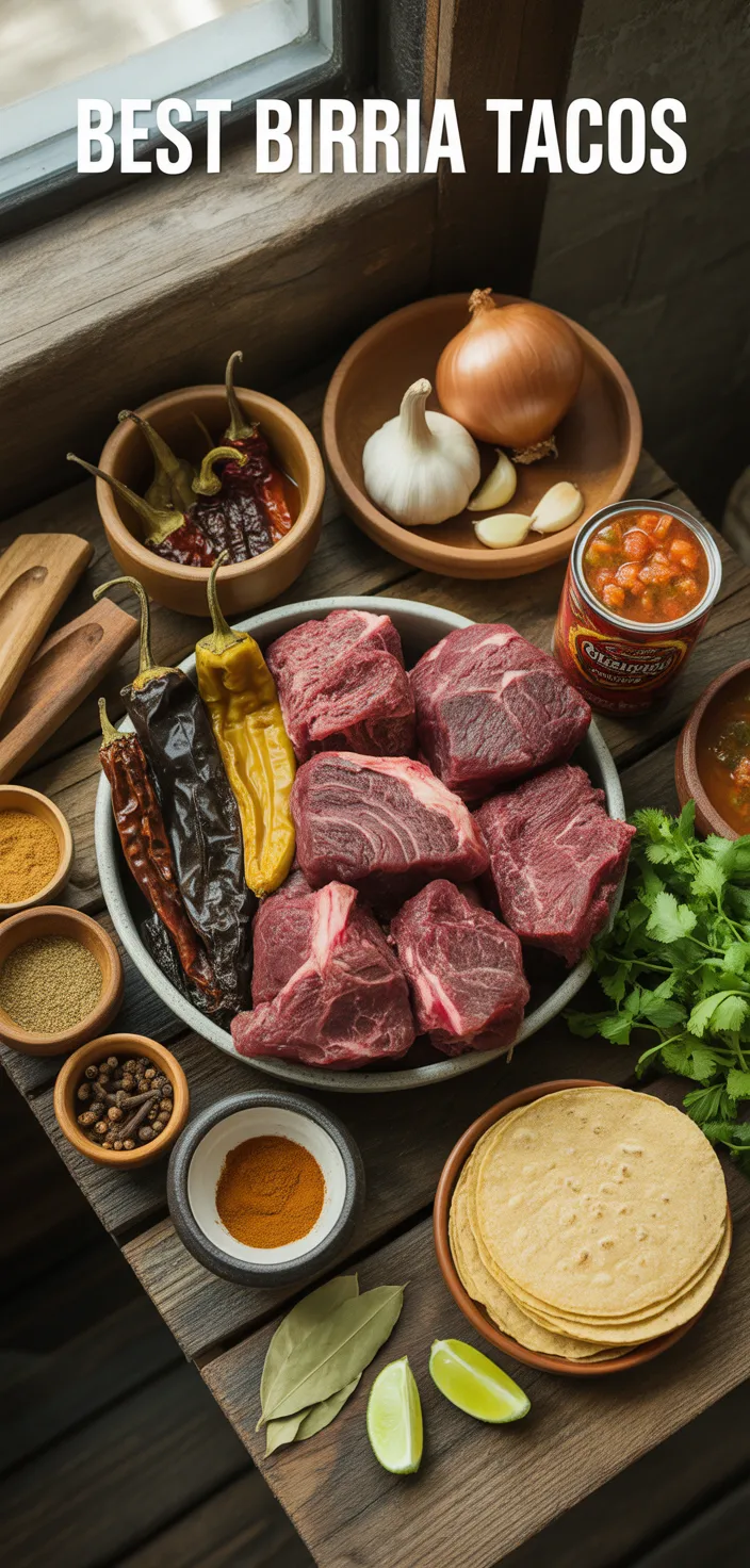 Ingredients photo for Best Birria Tacos Recipe