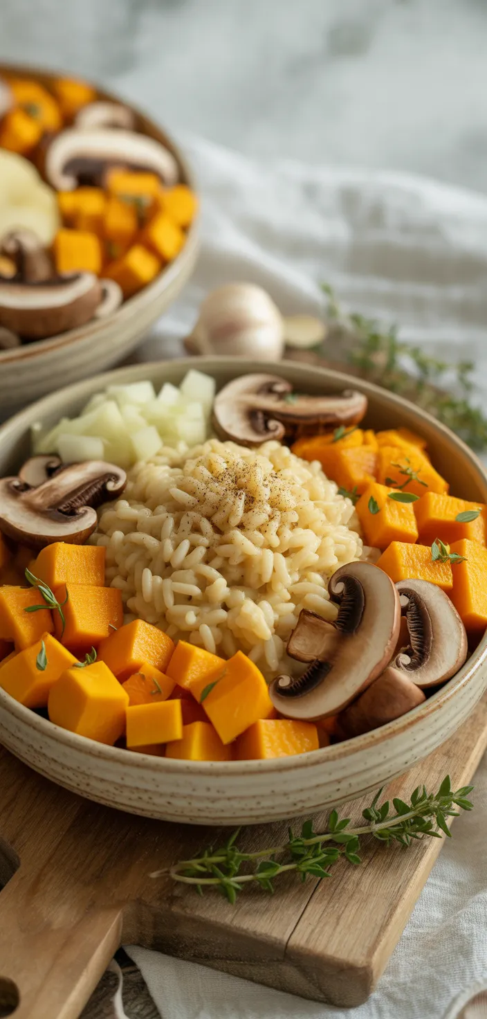 Ingredients photo for Butternut Squash Mushroom Risotto Recipe