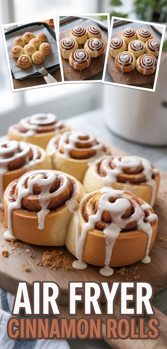 A photo of Air Fryer Cinnamon Rolls (Pillsbury Cinnamon Rolls) Recipe