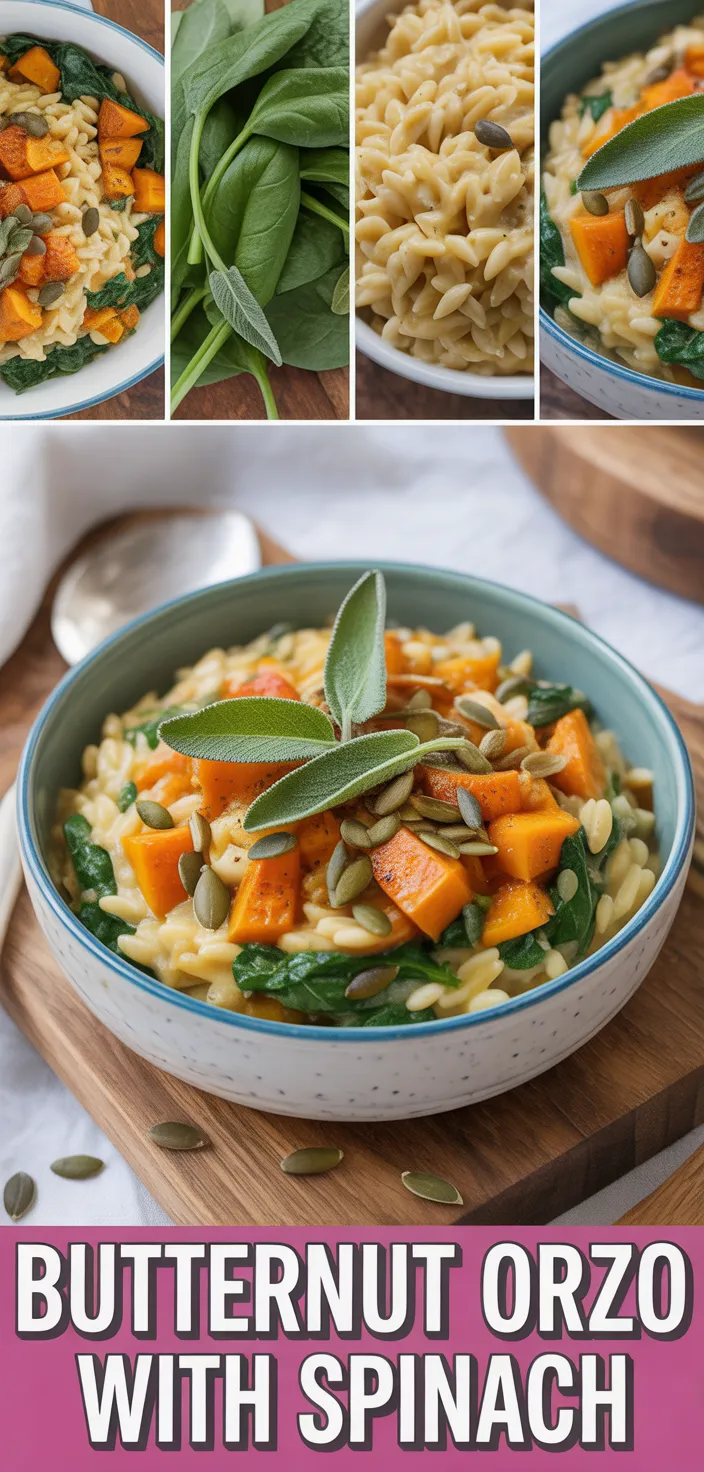 A photo of Creamy Orzo With Roasted Butternut Squash And Spinach Recipe