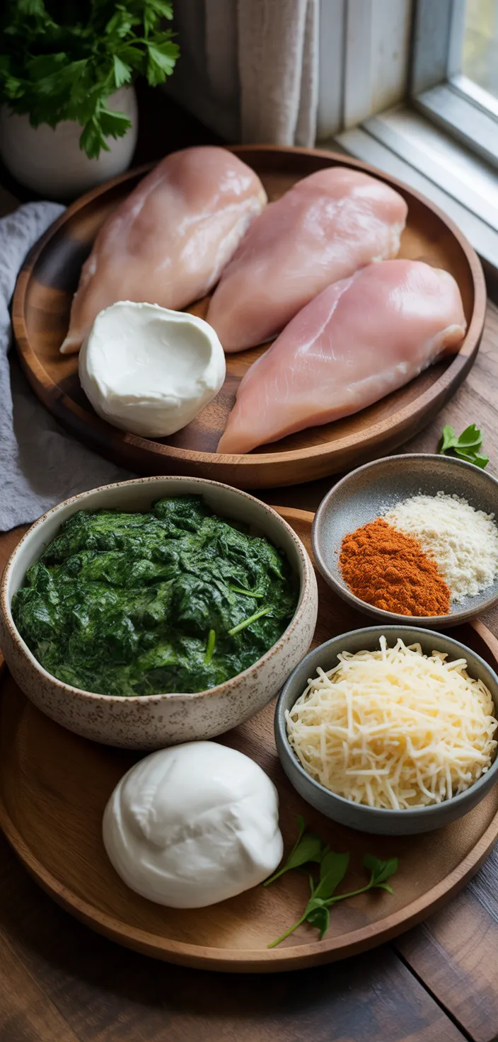 Ingredients photo for Cream Cheese Spinach Stuffed Chicken Breast {Low Carb,Keto} Recipe