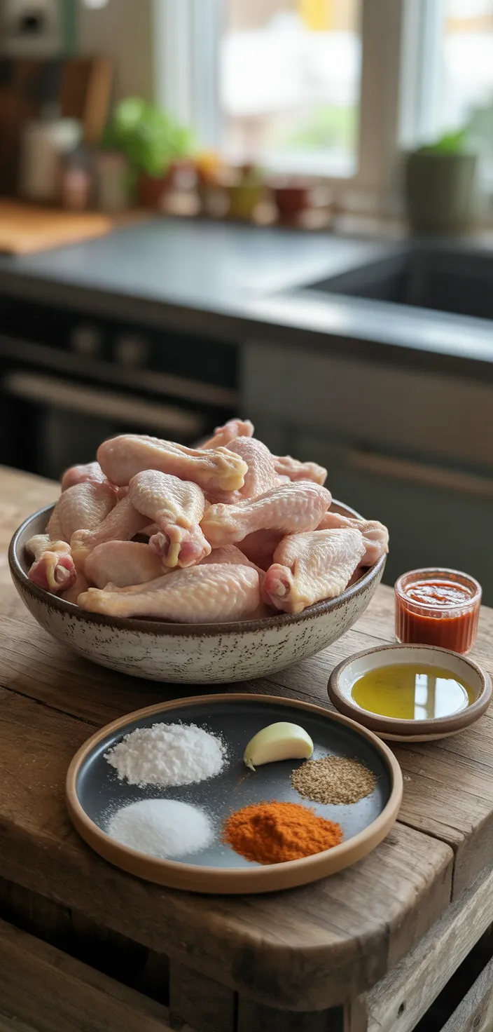 Ingredients photo for Crispy Air Fryer Hot Wings Recipe