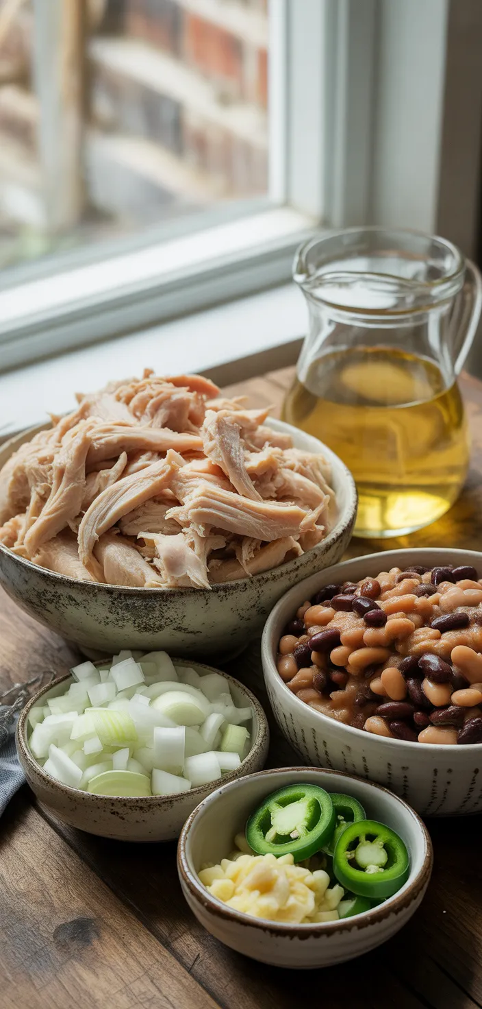 Ingredients photo for Jalapeño Beans With Shredded Chicken Recipe