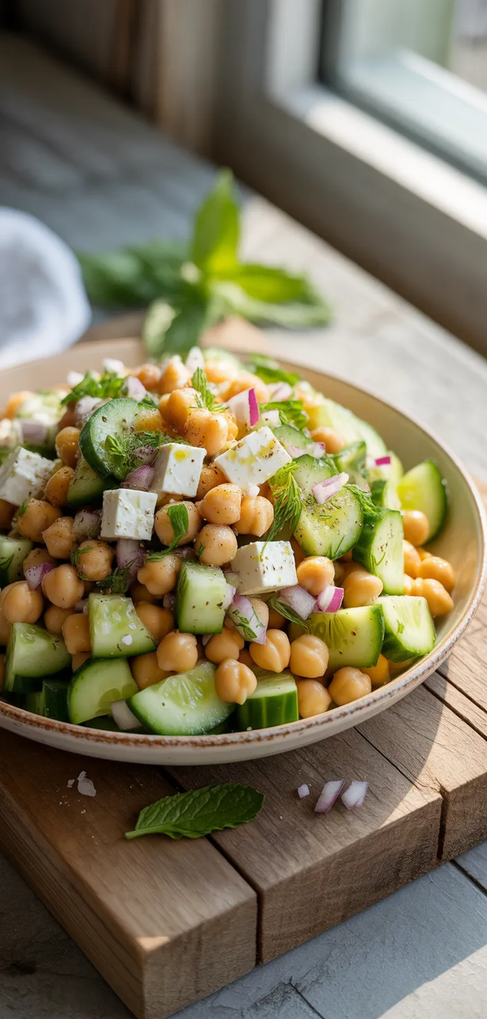 Ingredients photo for Protein Packed Chickpea Cucumber, Feta Salad With The Flavors Of Greece!  Recipe