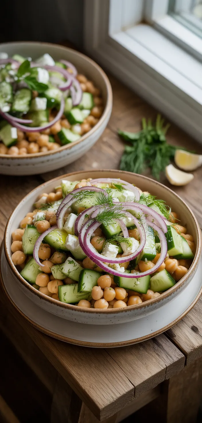 Ingredients photo for Protein Packed Chickpea Cucumber, Feta Salad With The Flavors Of Greece!  Recipe