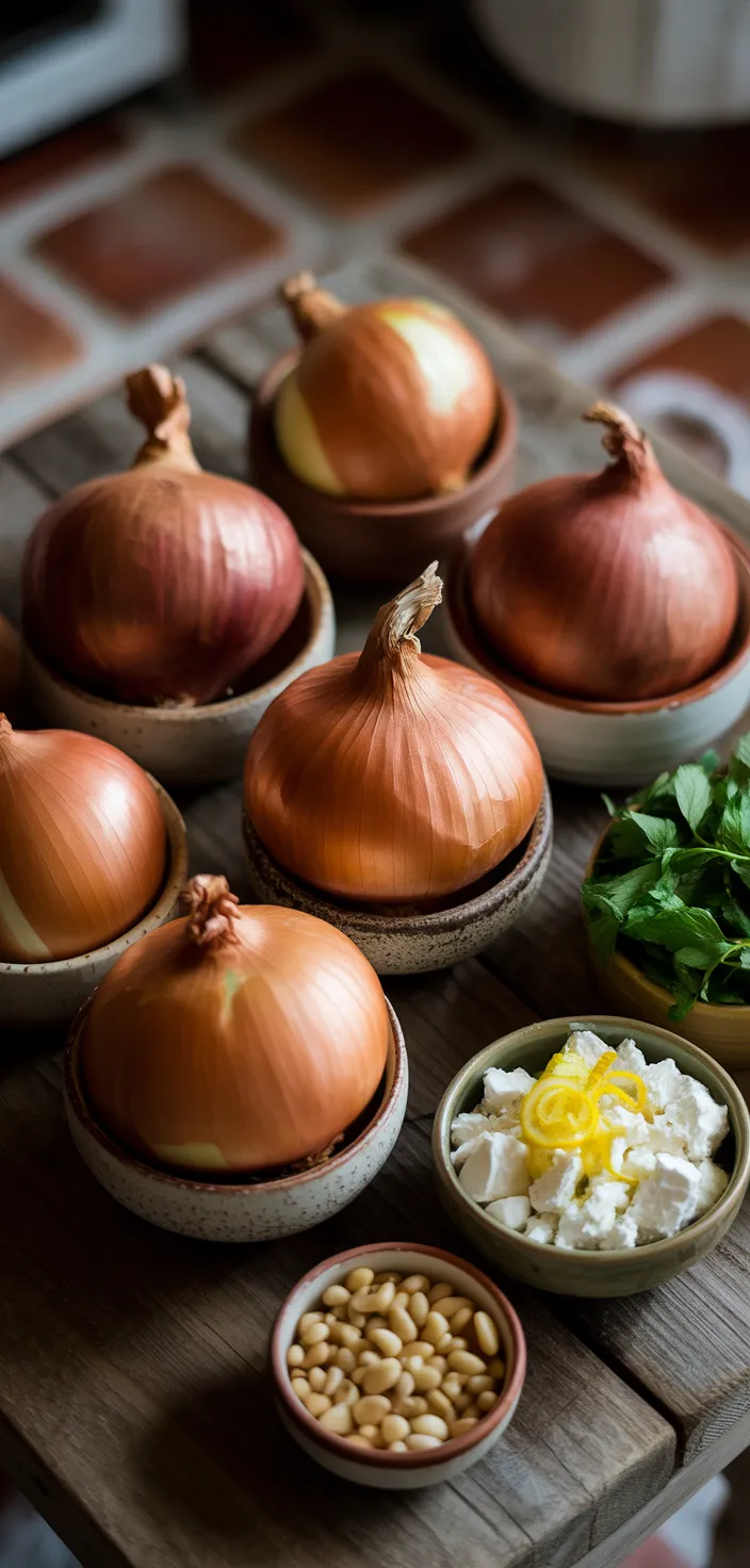 Ingredients photo for Savory Vegetarian Stuffed Onions Recipe