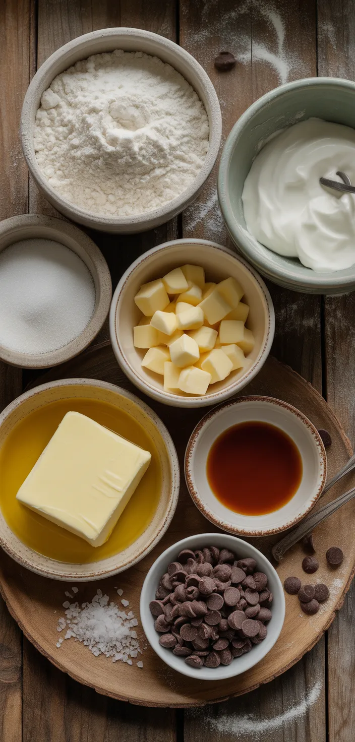 Ingredients photo for The Best Chewy Eggless Chocolate Chip Cookies Recipe