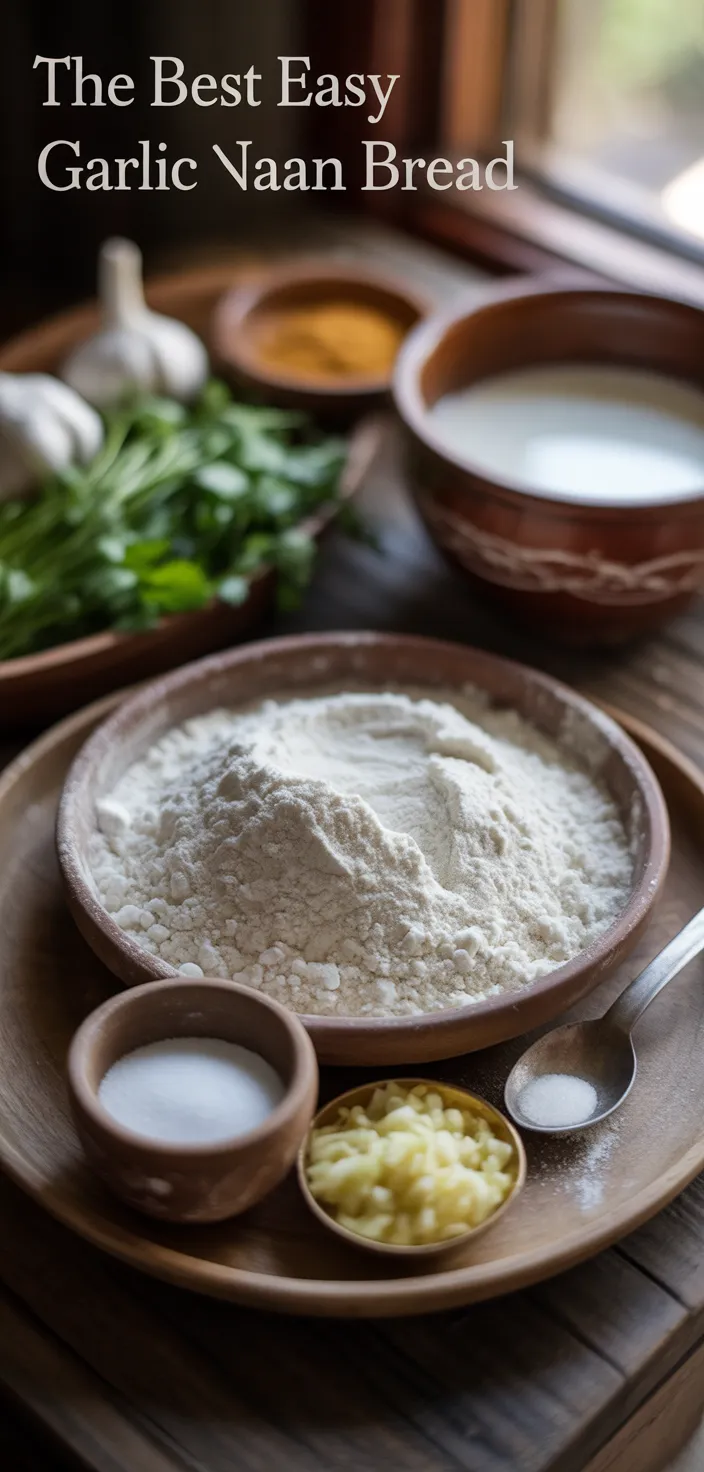 Ingredients photo for The Best Easy Garlic Naan Bread Recipe