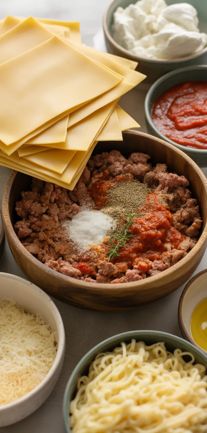 Ingredients photo for The Easiest Lasagna Recipe Ever
