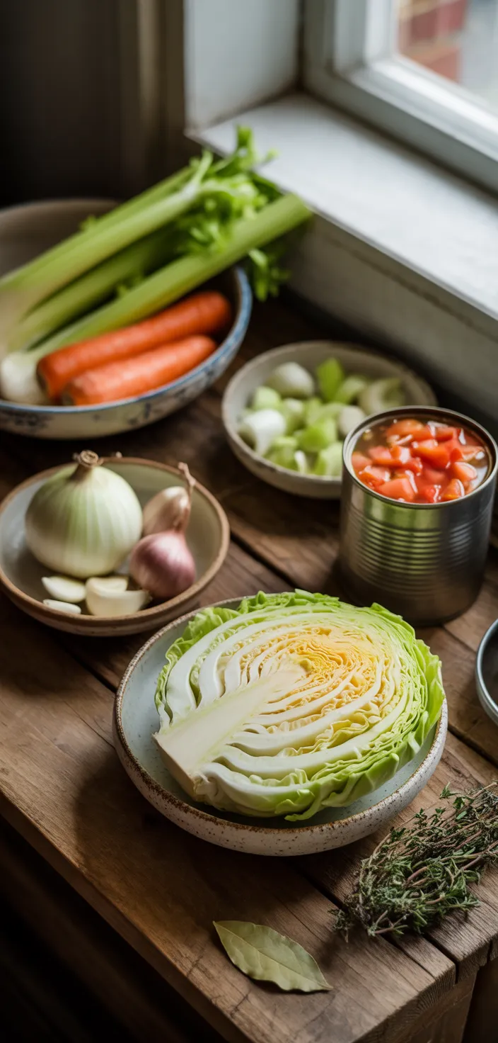 Ingredients photo for Vegetable Cabbage Soup (Vegan + Healthy) Recipe