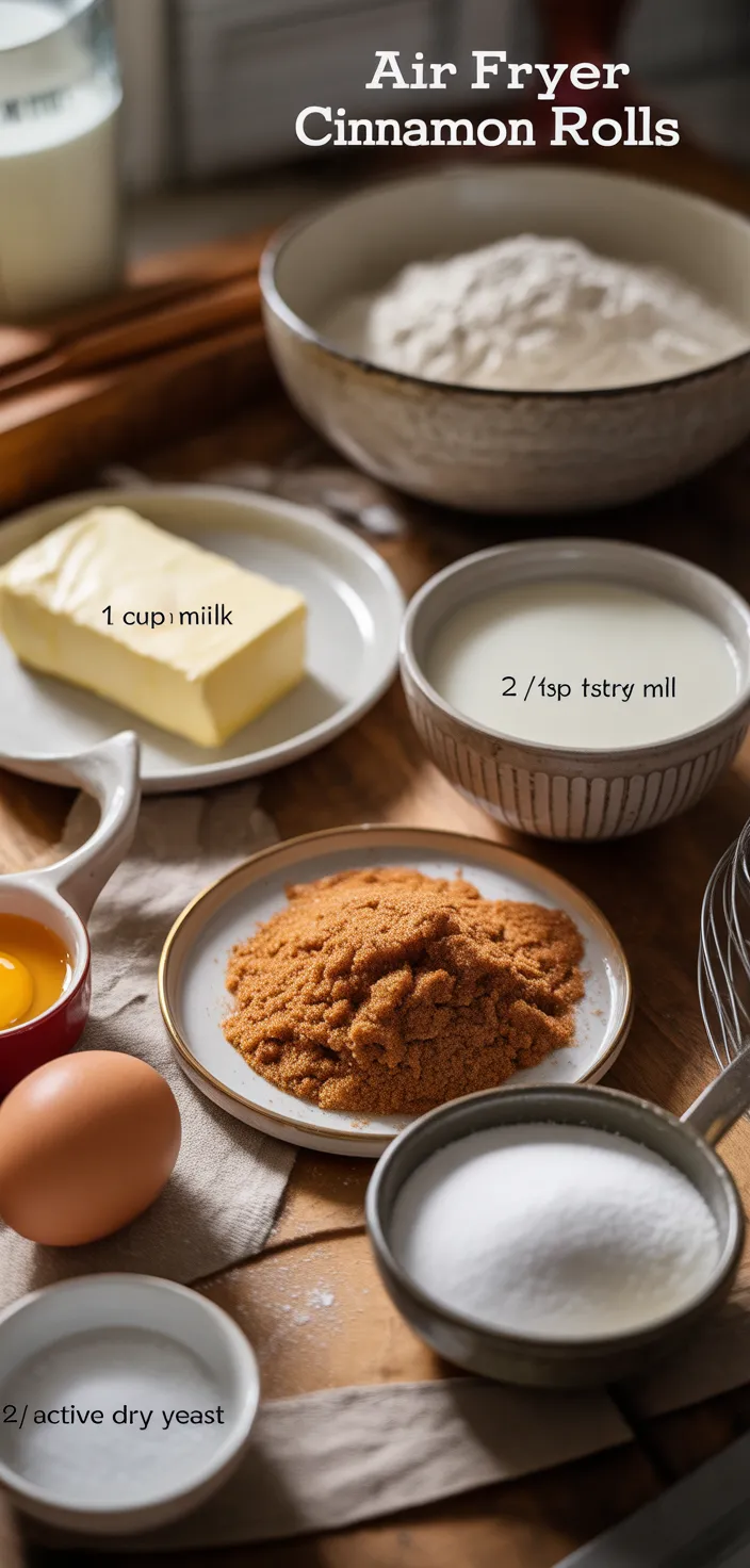 Ingredients photo for Air Fryer Cinnamon Rolls (from Scratch) Recipe